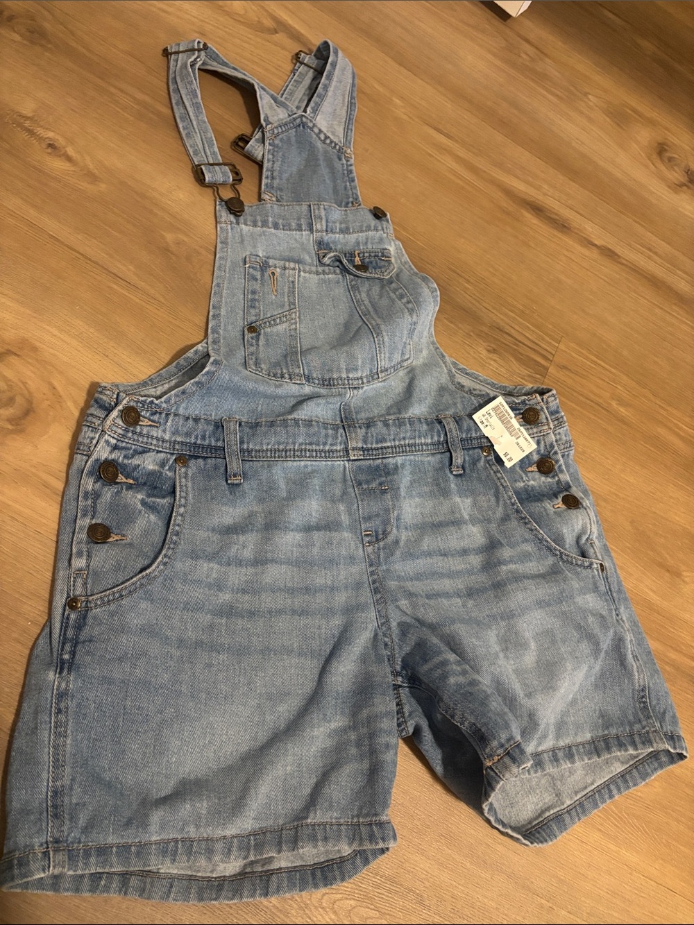 lei Light Wash Denim Overalls with Red Logo Patch